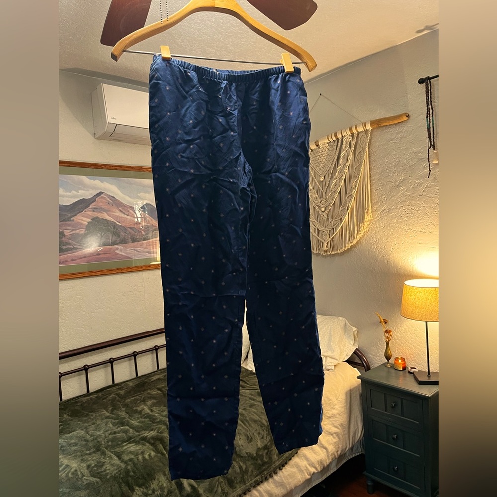 A.P.C. Blue 100% silk ankle pant. Gently worn. Non-smoking home. Size: S